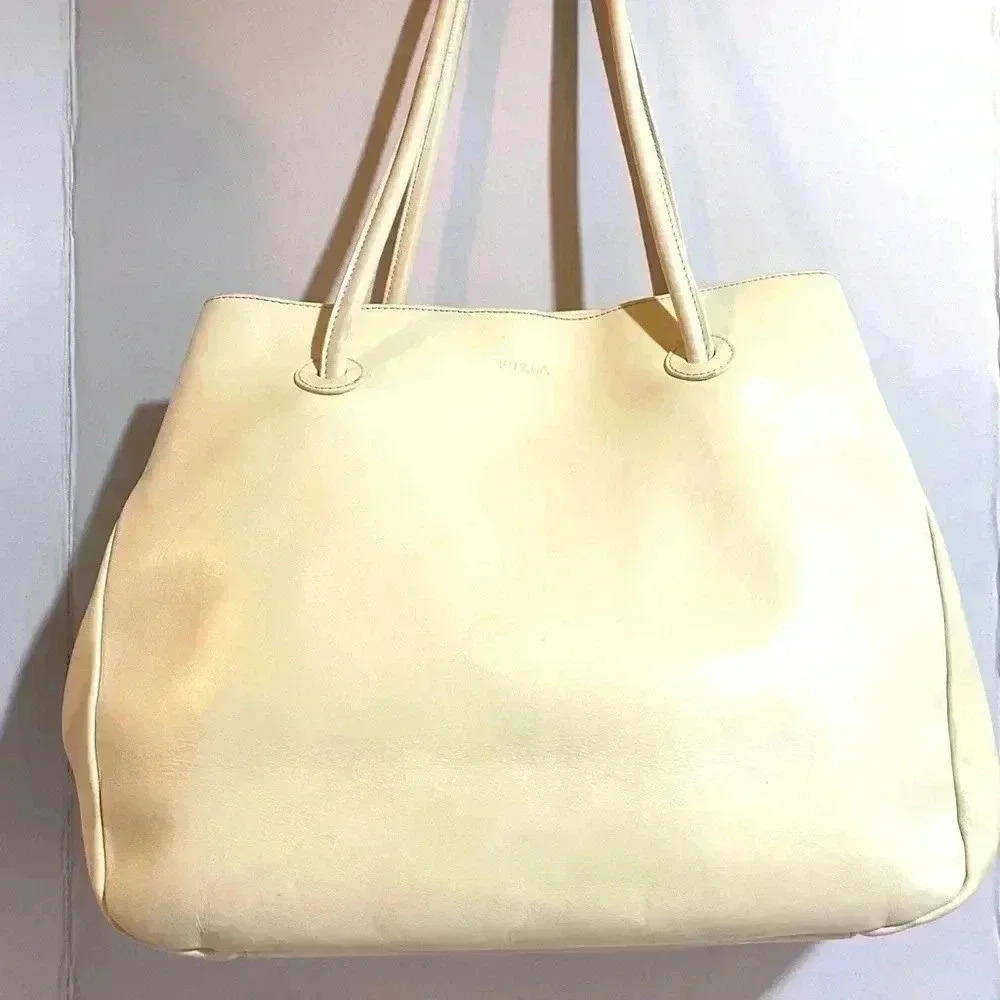 Furla beige leather satchel handbag